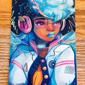 ✨🚀Celestial Afro Futurism Space Astronaut Gold Foil Art Print 5x7